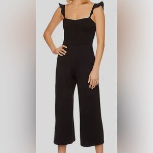 Susana Monaco Revolve Black Ruffle Strap Black Wide Leg Jumpsuit Size M